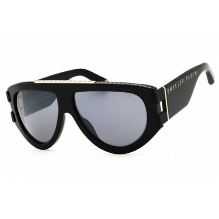 Philipp Plein Unisex Sunglasses - Shiny Black Acetate Full Rim Pilot | SPP127M 700G ,