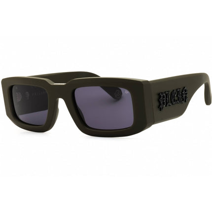 Philipp Plein Unisex Sunglasses - Matte Green Acetate Rectangular Frame | SPP149 0C02 ,