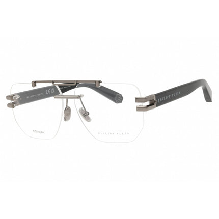 Philipp Plein Men's Eyeglasses - Shiny Gunmetal Metal Rimless Pilot | VPP087M 0584 ,
