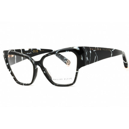 Philipp Plein Women's Eyeglasses - Marble Black Plastic Cat Eye Frame | VPP100 0Z21 ,