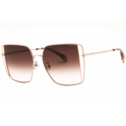 Police Women's Sunglasses - Shiny Red Gold Metal Oversized Shape Frame | SPLL37 0A39 ,