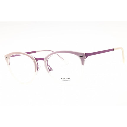 Police Women's Eyeglasses - Shiny Lilac Metal Full Rim Round Shape Frame | VPL283 08NV ,