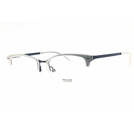 Police Women's Eyeglasses - Semi-Matte Blue Metal Full Rim Cat Eye Frame | VPL284 08AS ,