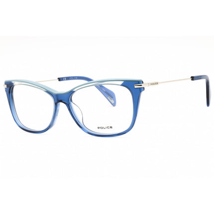 Police Women's Eyeglasses - Shiny Transparent Blue Acetate Full Rim | VPL506E 0955 ,