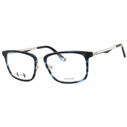 Police Men's Eyeglasses - Striped Blue Acetate Rectangular Shape Frame | VPL684 9N4M ,