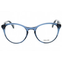 Police Women's Eyeglasses - Shiny Transparent Blue Acetate Round Frame | VPL764 0955 ,