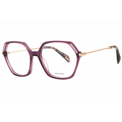 Police Women's Eyeglasses - Transparent Purple Plastic Geometric Frame | VPLD23M 0B87 ,