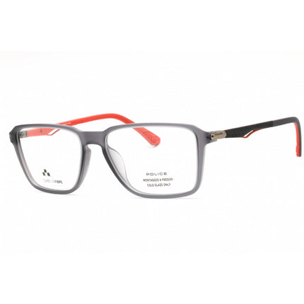 Police Men's Eyeglasses - Shiny Transparent Grey Full Rim Rectangular | VPLF05M 09MB ,