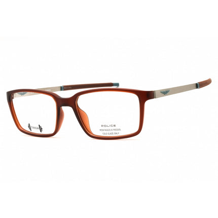 Police Men's Eyeglasses - Semi-Matte Transparent Brown Full Rim Frame | VPLF85M 0M08 ,