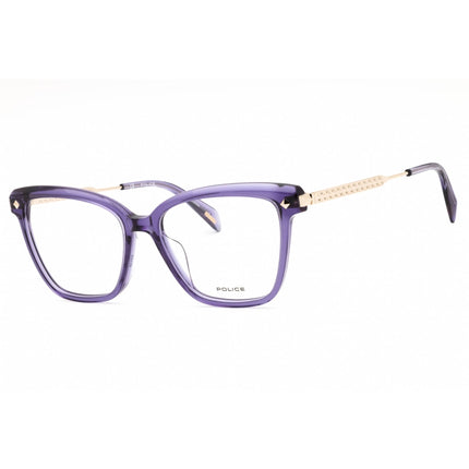 Police Women's Eyeglasses - Shiny Transparent Purple Full Rim Cat Eye | VPLG28 06SC ,