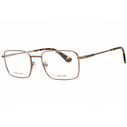Police Men's Eyeglasses - Shiny Glossed Bronze Metal Rectangular Frame | VPLG69 0F68 ,