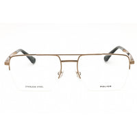 Police Men's Eyeglasses - Shiny Glossed Bronze Metal Pilot Shape Frame | VPLG71 0F68 ,