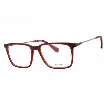 Police Men's Eyeglasses - Matte Transparent Red Acetate Square Frame | VPLG77M 999M ,