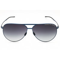 Porsche Men's Sunglasses - Blue Full Rim Aviator Frame Grey Gradient Lens | P8688 C ,