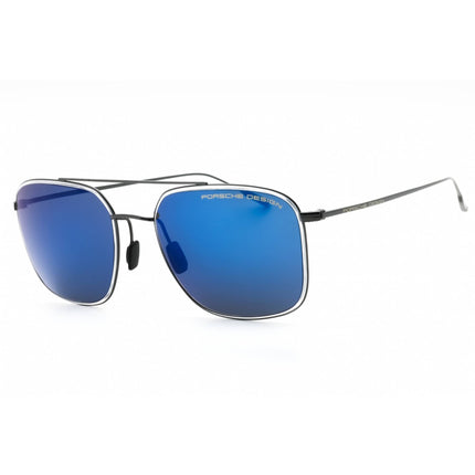 Porsche Men's Sunglasses - Strong Dark Blue Mirror Lens Black Full Rim Frame | P8940 A ,