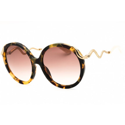 Roberto Cavalli Women's Sunglasses - Shiny Havana Acetate Round Frame | SRC004M 0AGG ,