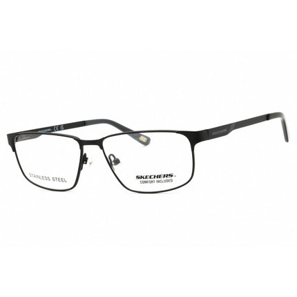 Skechers Men's Eyeglasses - Matte Black Metal Full Rim Rectangular Frame | SE3376 002 ,
