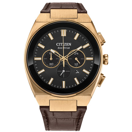 Citizen Men's Watch - Axiom SC Chrono Black Dial Brown Leather Strap | CA4583-01E ,