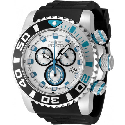 Invicta Men's Watch - Sea Hunter Silver Tone Dial Black Silicone Strap | 48984 ,