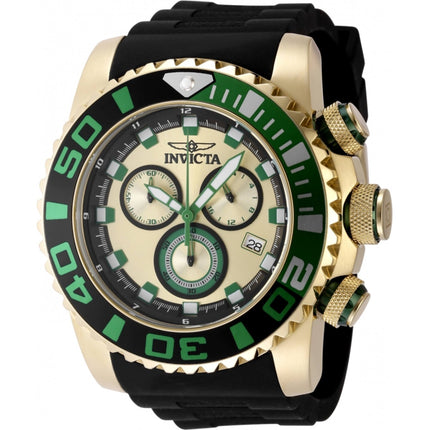 Invicta Men's Watch - Sea Hunter Chrono Gold Tone Dial Black Silicone Strap | 48987 ,