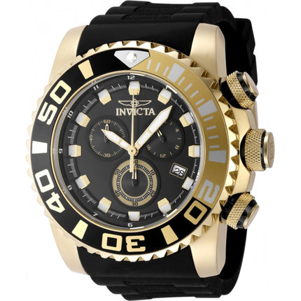 Invicta Men's Watch - Sea Hunter Chronograph Silver, Gold, Black Bezel Strap | 48988 ,