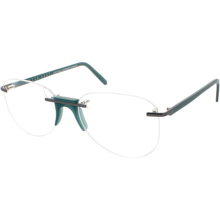 Andy Wolf Men's Eyeglasses - Green/Gunmetal Metal/Acetate Rimless Frame | Faria E ,