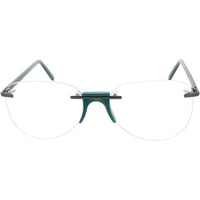 Andy Wolf Men's Eyeglasses - Green/Gunmetal Metal/Acetate Rimless Frame | Faria E ,