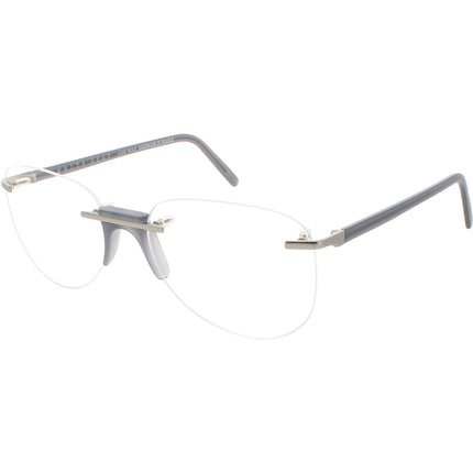 Andy Wolf Men's Eyeglasses - Dark Grey Metal/Acetate Pilot Rimless Frame | Faria F ,
