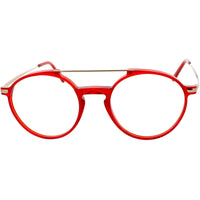 Andy Wolf Unisex Eyeglasses - Red/Gold Metal/Acetate Aviator Full Rim Frame | 4547 E ,