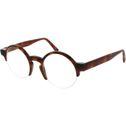 Andy Wolf Unisex Eyeglasses - Havana Acetate Round Half Rim Frame Demo Lens | 4554 C ,