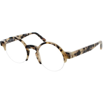 Andy Wolf Unisex Eyeglasses - Beige Acetate Round Half Rim Frame Demo Lens | 4554 E ,