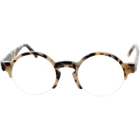 Andy Wolf Unisex Eyeglasses - Beige Acetate Round Half Rim Frame Demo Lens | 4554 E ,