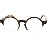 Andy Wolf Unisex Eyeglasses - Brown Acetate Round Half Rim Frame Demo Lens | 4554 F ,