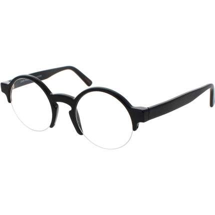 Andy Wolf Unisex Eyeglasses - Black Acetate Round Half Rim Frame Demo Lens | 4554 A ,
