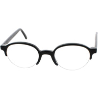 Andy Wolf Unisex Eyeglasses - Black Acetate Round Half Rim Frame Demo Lens | 4555 A ,
