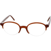 Andy Wolf Unisex Eyeglasses - Brown Acetate Round Half Rim Frame Demo Lens | 4555 C ,