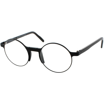 Andy Wolf Unisex Eyeglasses - Black Metal/Acetate Round Shape Full Rim Frame | Olm A ,