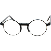Andy Wolf Unisex Eyeglasses - Black Metal/Acetate Round Shape Full Rim Frame | Olm A ,