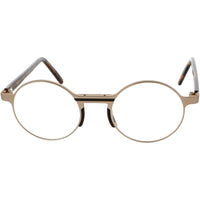 Andy Wolf Unisex Eyeglasses - Gold Brown Metal/Acetate Round Full Rim Frame | Olm B ,