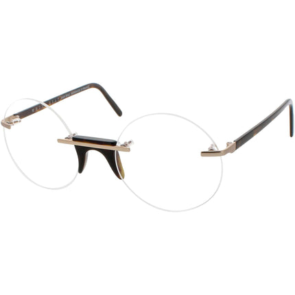 Andy Wolf Unisex Eyeglasses - Brown Metal/Acetate Round Rimless Frame | Epstein B ,