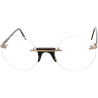 Andy Wolf Unisex Eyeglasses - Brown Metal/Acetate Round Rimless Frame | Epstein B ,