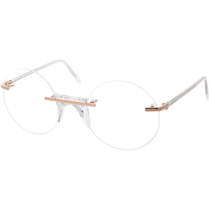 Andy Wolf Unisex Eyeglasses - Brown Metal/Acetate Round Rimless Frame | Epstein C ,