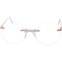 Andy Wolf Unisex Eyeglasses - Brown Metal/Acetate Round Rimless Frame | Epstein C ,