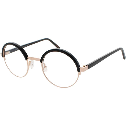 Andy Wolf Women's Eyeglasses - Black Rose Gold Metal/Acetate Round Frame | 4577 G ,