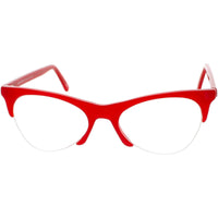 Andy Wolf Women's Eyeglasses - Red Acetate Cat Eye Half Rim Frame Demo Lens | 5078 C ,