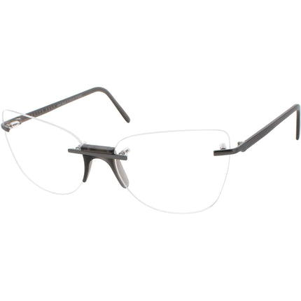 Andy Wolf Women's Eyeglasses - Grey Metal/Acetate Cat Eye Rimless Frame | Priya E ,