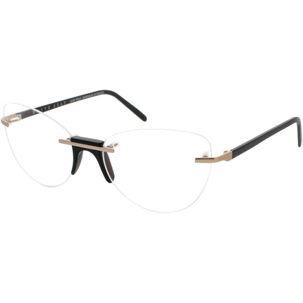 Andy Wolf Women's Eyeglasses - Black Metal/Acetate Cat Eye Rimless Frame | Davis A ,