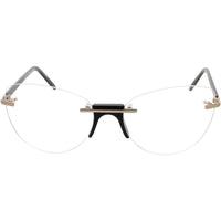 Andy Wolf Women's Eyeglasses - Black Metal/Acetate Cat Eye Rimless Frame | Davis A ,