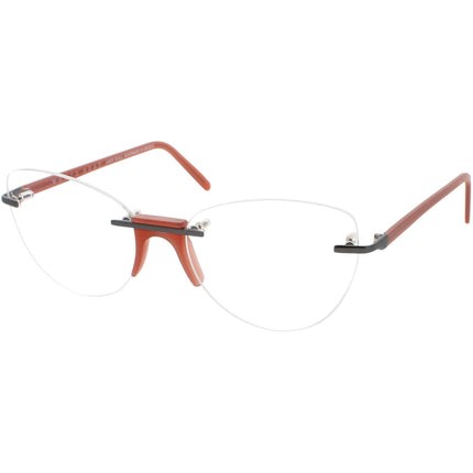 Andy Wolf Women's Eyeglasses - Pink Metal/Acetate Cat Eye Rimless Frame | Davis C ,