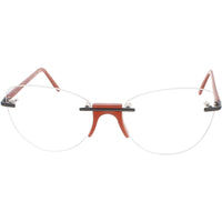 Andy Wolf Women's Eyeglasses - Pink Metal/Acetate Cat Eye Rimless Frame | Davis C ,